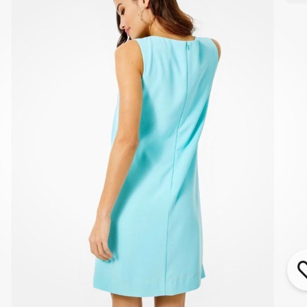 Lilly Pulitzer Womens 00 Penelope Blue Ibiza Embellished Jewel Satin Shift Dress - Picture 2 of 10